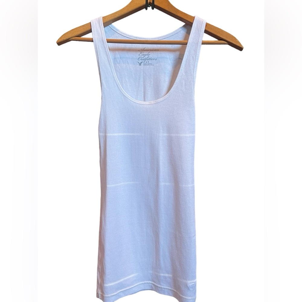 American Eagle White Ribbed Tank Top